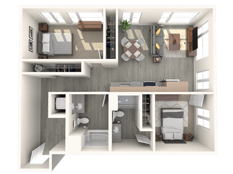 Tilian 2x2 D 3D Floor Plan